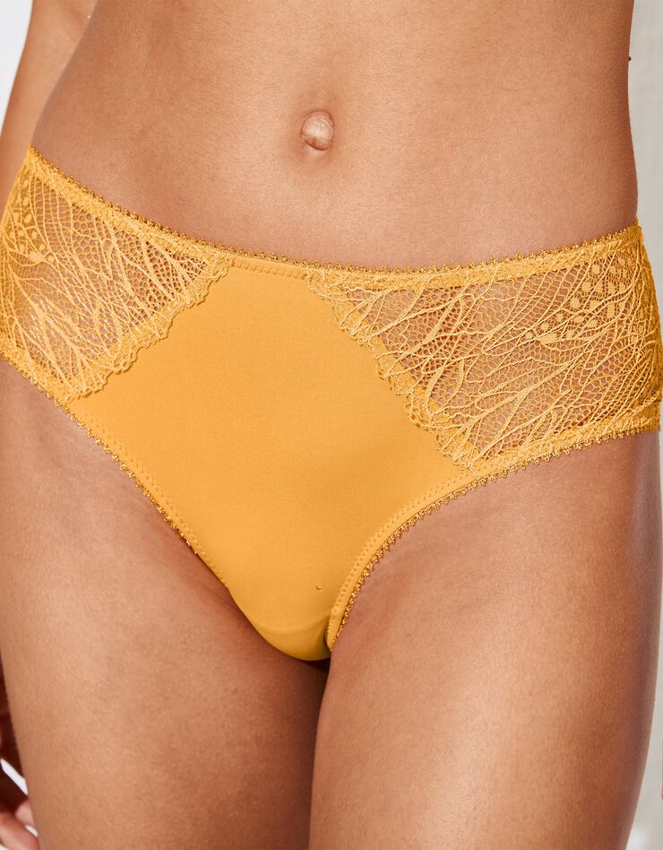 Culotte forme midi microfibre et dentelle stretch Mogo - Lot de 2 (jaune) Culotte forme midi microfibre et dentelle stretch Mogo - Lot de 2 (jaune)
