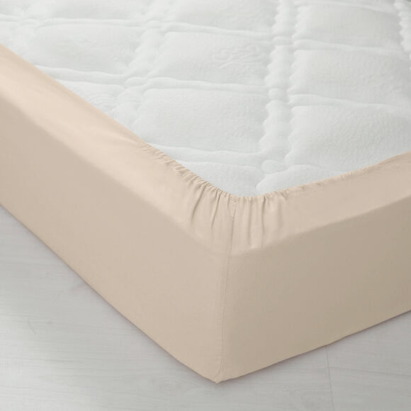 Drap-housse uni jersey bonnets 26 cm (sable)