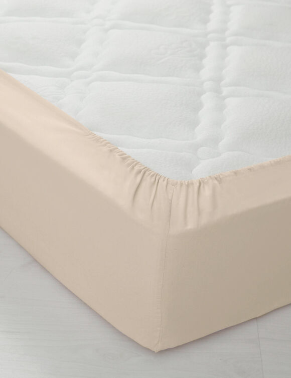 Drap-housse uni jersey bonnets 26 cm (sable)