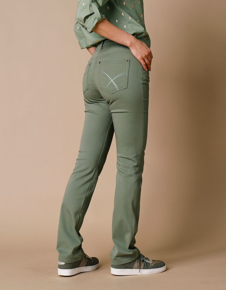 Pantalon sculptant coupe 5 poches (vert mousse)