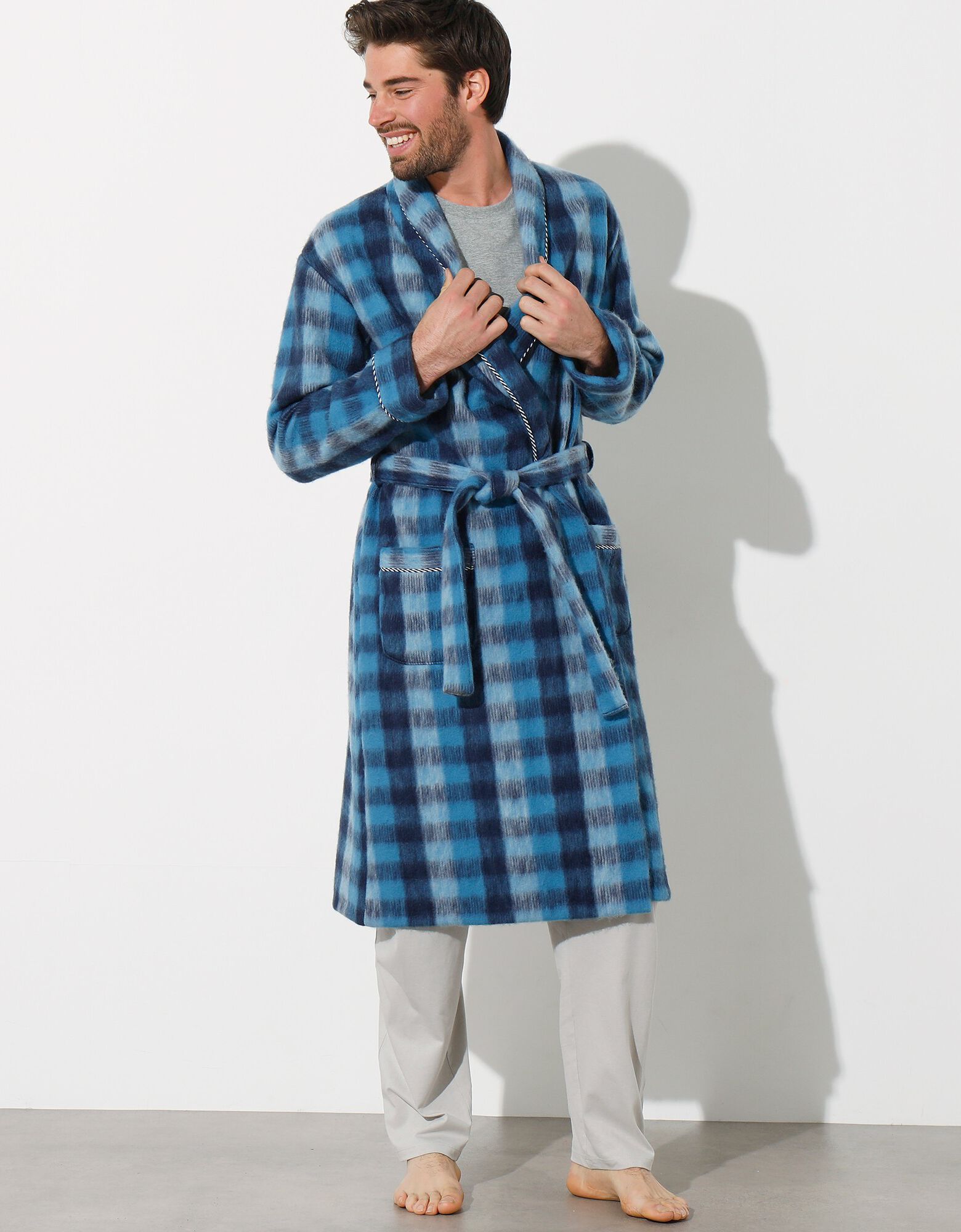 Peignoir d'int?�rieur Courtelle?�, carreaux bleu | Blancheporte