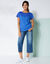 T-shirt imprimé col rond (bleu)