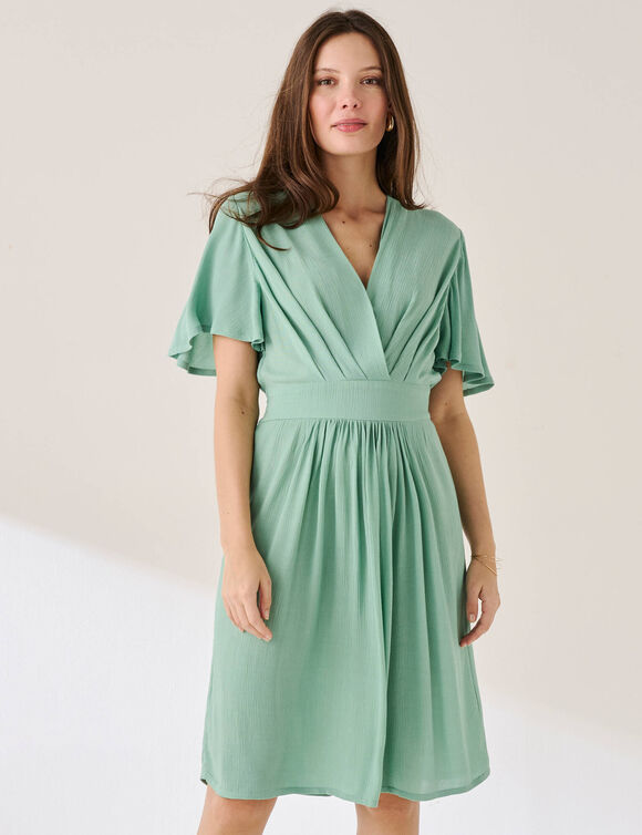 Robe courte effet cache-coeur (vert jade)