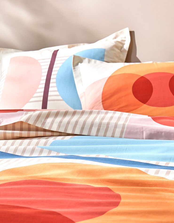 Linge de lit Move imprimé géométrique multicolore - coton (beige)