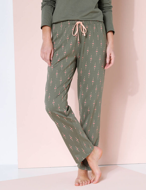 Pantalon pyjama imprim&eacute; "Boh&egrave;me" (kaki)