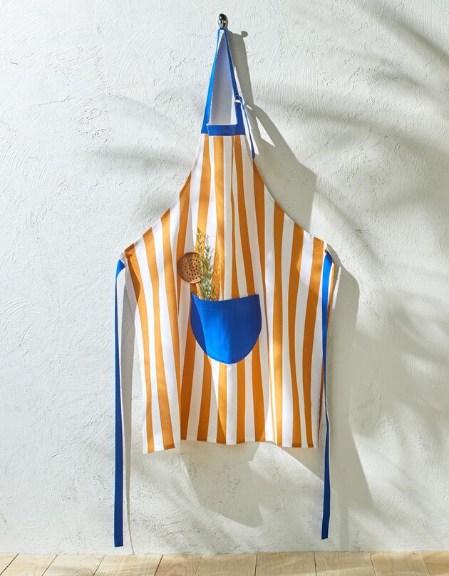 Tablier bavette à rayures, collection Ninole (jaune / blanc)