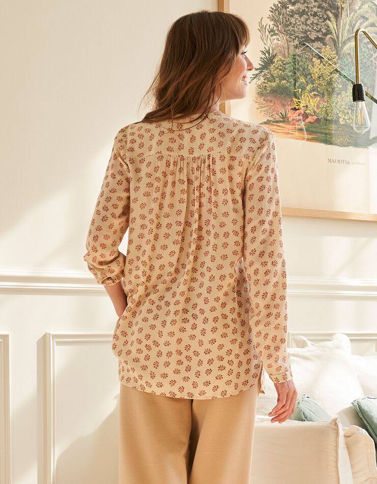 Blouse boutonnée crépon léger imprimé (écru) Blouse boutonnée crépon léger imprimé (écru)