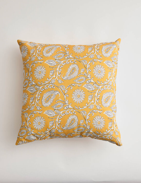 Housse de coussin imprim&eacute; indien - lot de 2 (jaune)