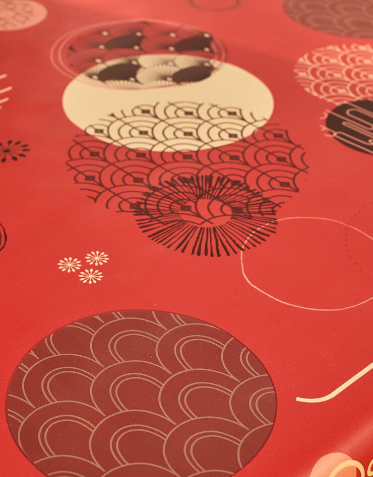 Nappe toile cirée imprimé Asiatique (rouge)
