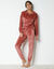 Pyjama velours stretch manches longues col boutonné (bois de rose)