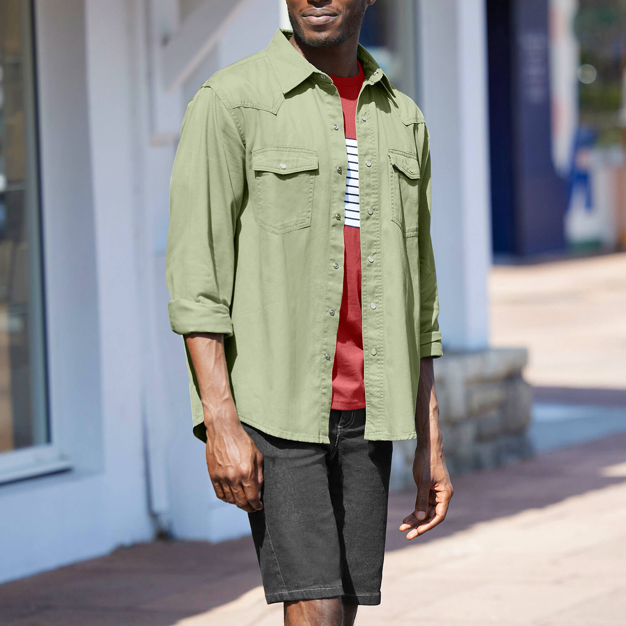 Chemise M&Co Kaki à Col Boutonné - Taille XL, Manches Longues, Occasion Très Bon État