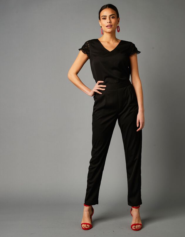 Combinaison pantalon finition résille brodée dos élastiqué - noir (noir)