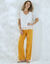 Pantalon large stretch, taille élastiquée (safran)