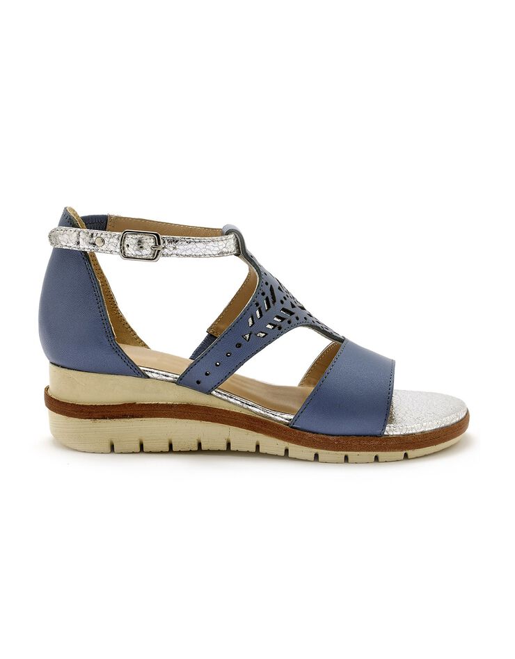 Sandales cuir ajouré pailleté largeur confort (marine) Sandales cuir ajouré pailleté largeur confort (marine)
