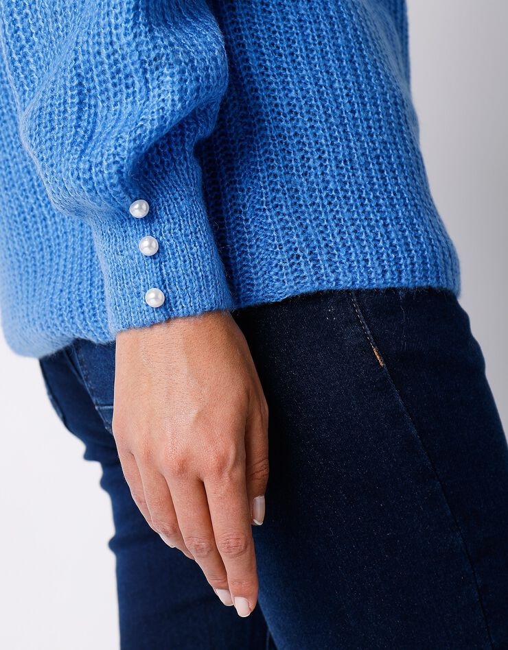 Pull col bateau, maille anglaise toucher mohair (bleu lavande) Pull col bateau, maille anglaise toucher mohair (bleu lavande)