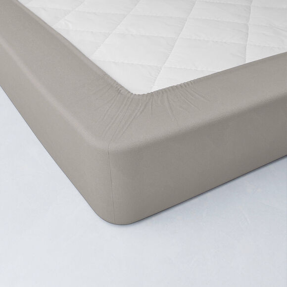 Drap-housse uni flanelle bonnets 32 cm (taupe)