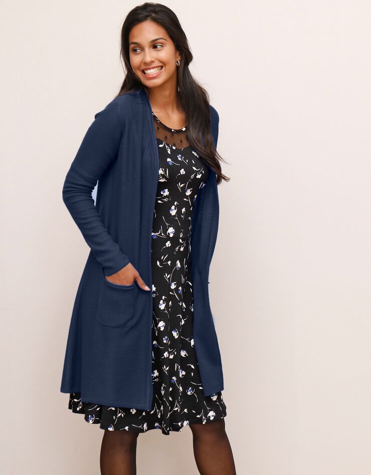 Long gilet toucher cachemire (marine) Long gilet toucher cachemire (marine)
