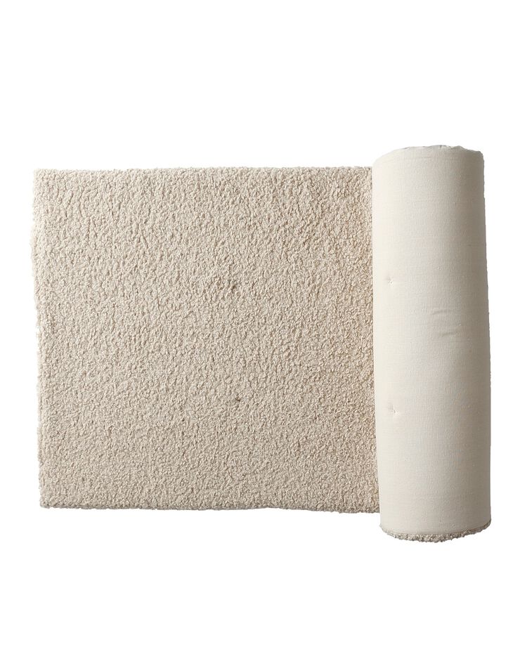 Long coussin de canapé en bouclette sherpa moutonnée (naturel)