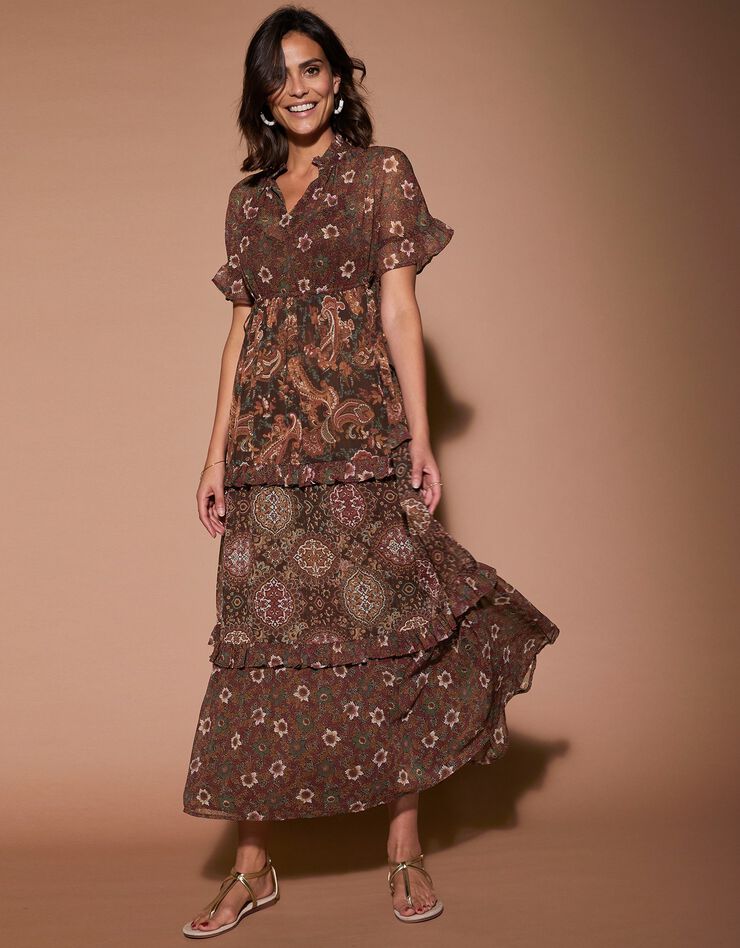 Robe longue voile imprimé (chocolat) Robe longue voile imprimé (chocolat)