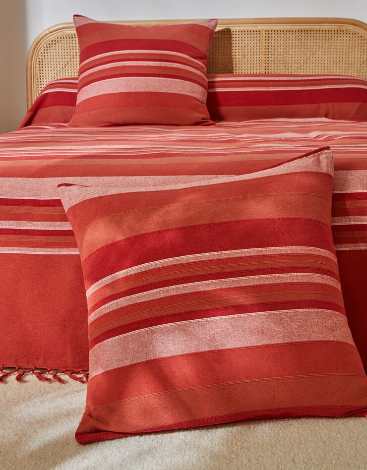 Plaid jeté multicolore coton tissage artisanal (terracotta)