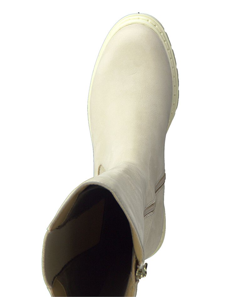 Bottes hautes cuir chunky - semelle crantée (ivoire) Bottes hautes cuir chunky - semelle crantée (ivoire)