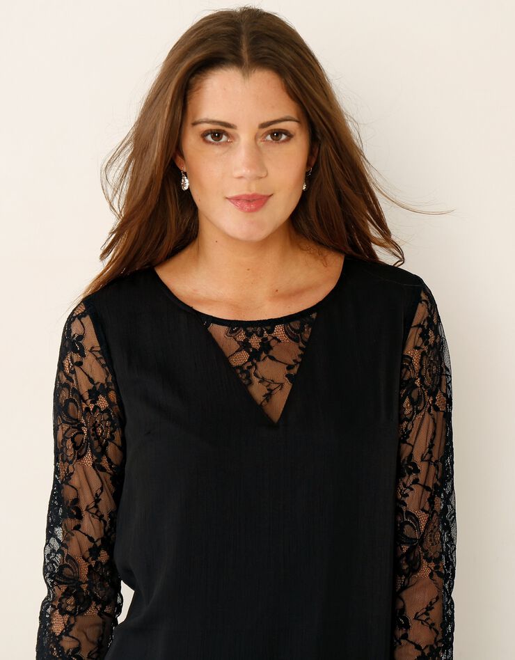 Robe voile et dentelle (noir)