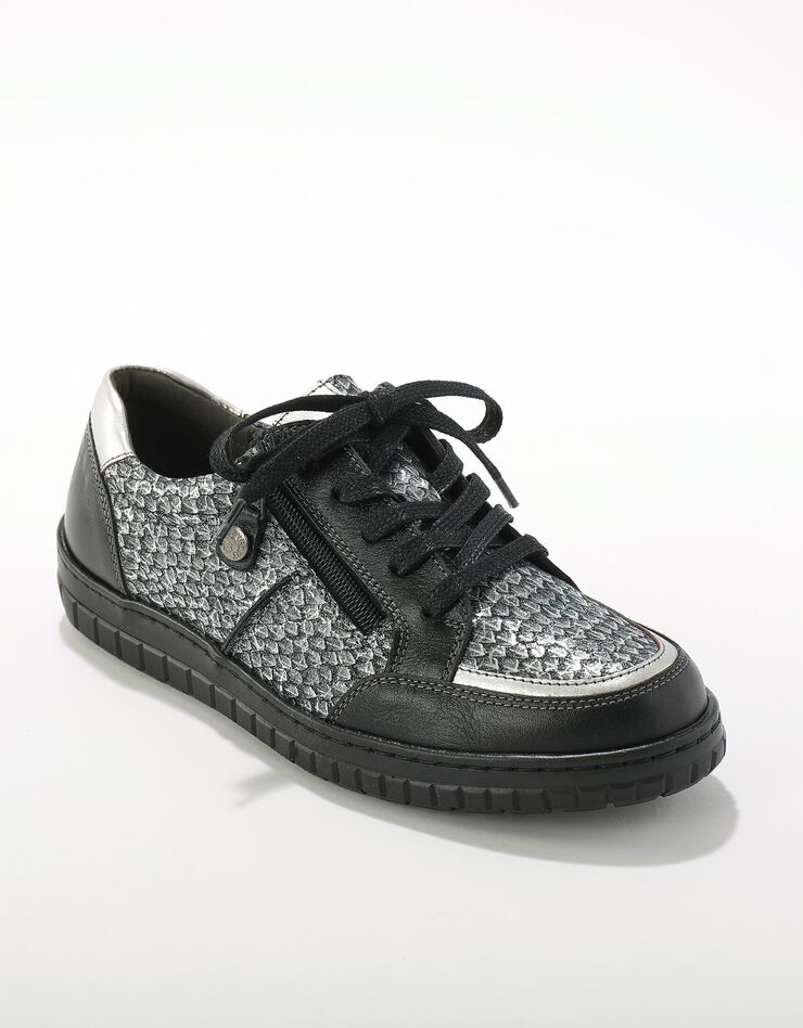 Baskets zippées bimatières en cuir  (noir)