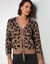 Gilet à nouettes, jacquard motif léopard (beige / noir)