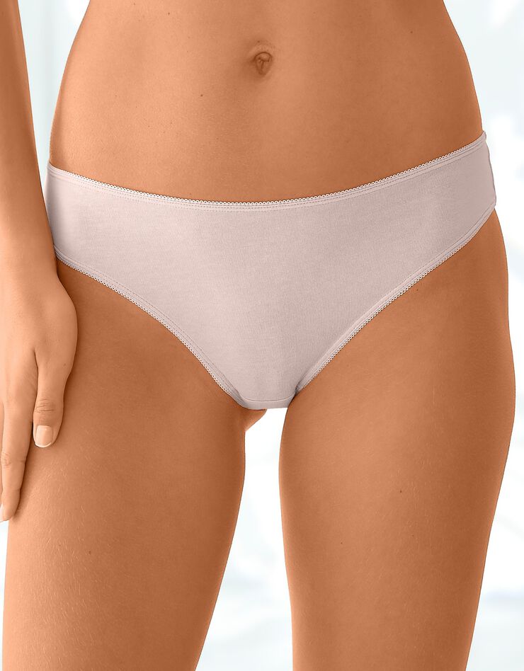 Culotte forme tanga coton stretch - Lot de 4 (nude + blanc)