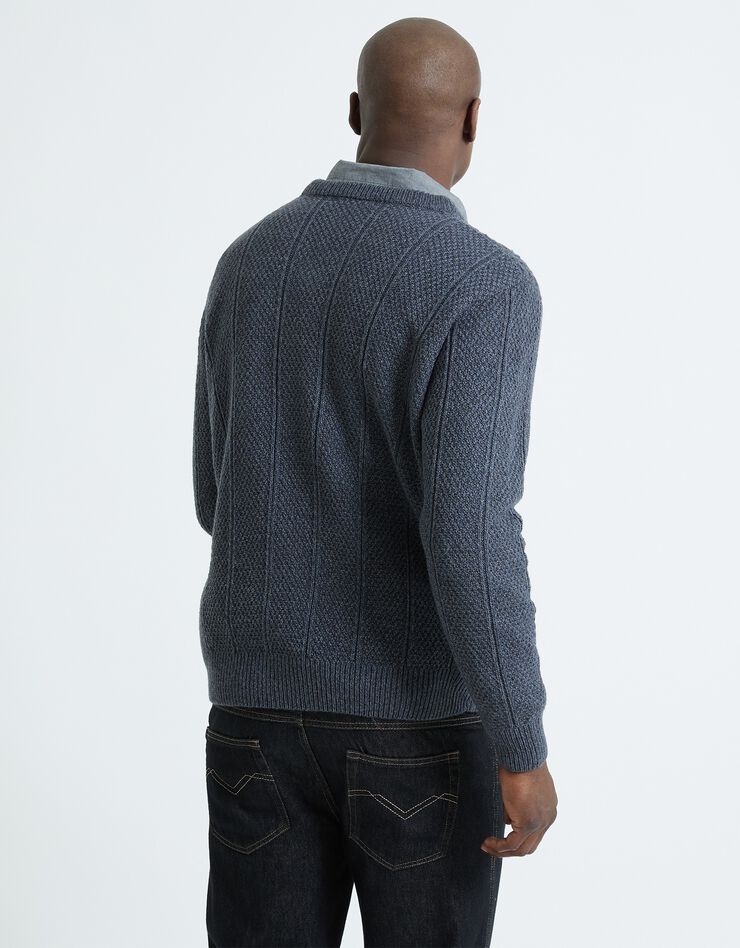 Pull irlandais col V (anthracite chiné) Pull irlandais col V (anthracite chiné)
