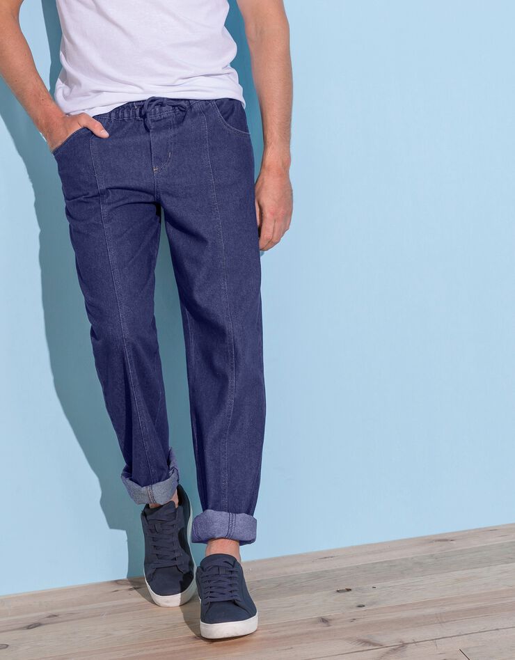 Jean denim léger taille élastiquée (stone)