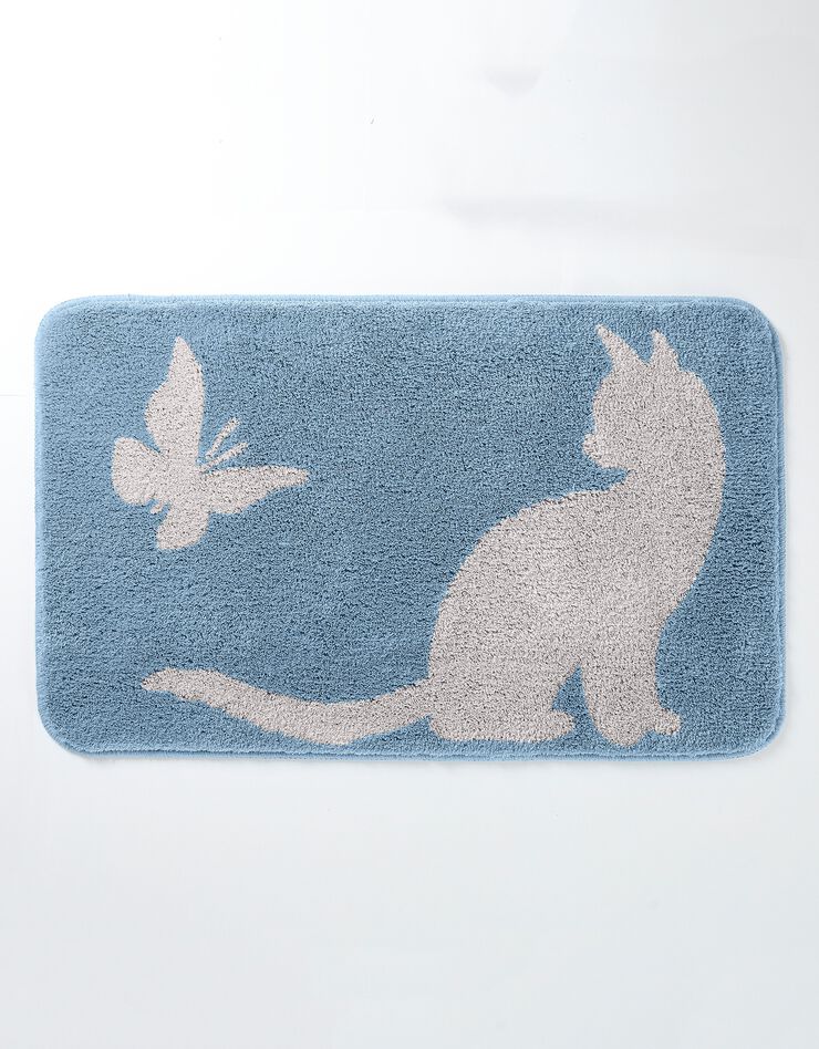 Tapis de bain fantaisie Chat & Papillon (bleuet) Tapis de bain fantaisie Chat & Papillon (bleuet)