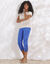 Legging 3/4 macramé, taille élastiquée (bleu)