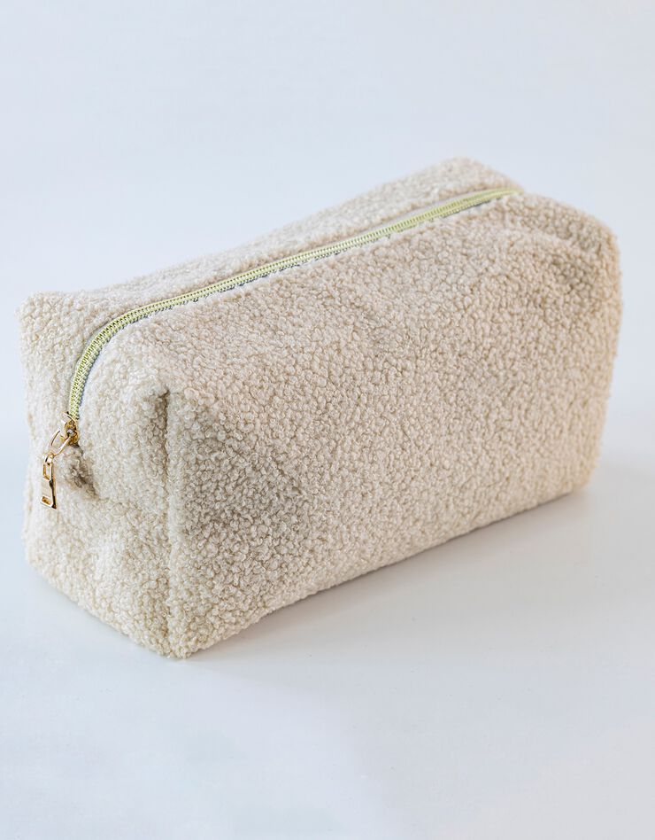 Trousse de toilette en bouclette sherpa (naturel)