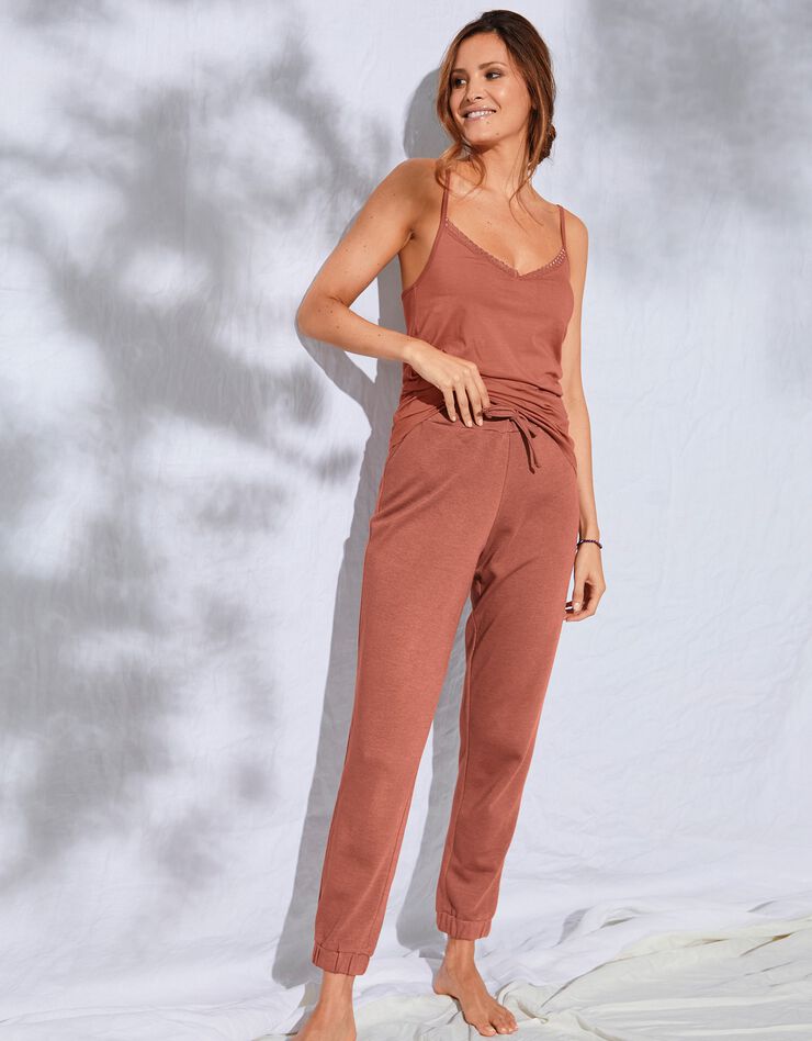 Pantalon jogger molleton fluide uni (terracotta) Pantalon jogger molleton fluide uni (terracotta)
