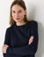 Robe pull cintr&eacute;e &eacute;vas&eacute;e, maille c&ocirc;tel&eacute;e (marine)