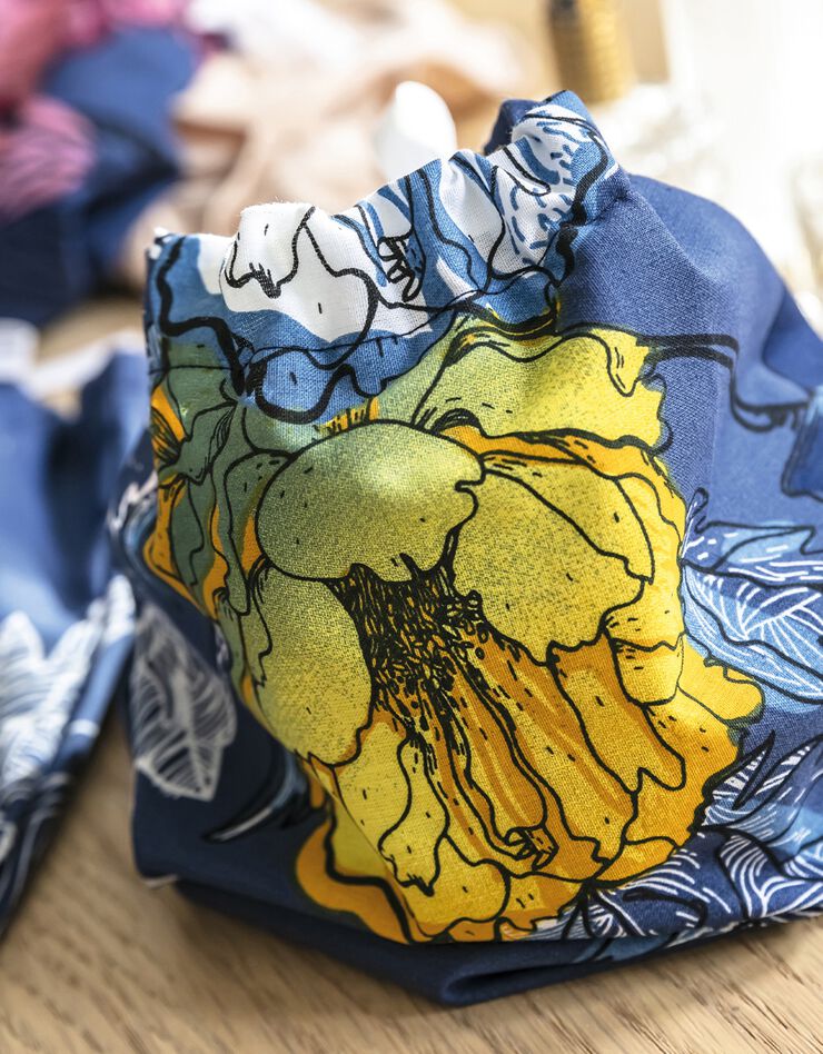 Pochon de rangement coulissant, lot de 3 - collection upcycling (bleu)