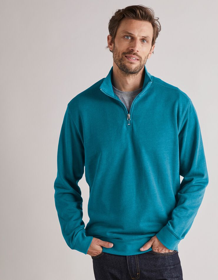 Sweat molleton col camionneur zippé (bleu canard) Sweat molleton col camionneur zippé (bleu canard)
