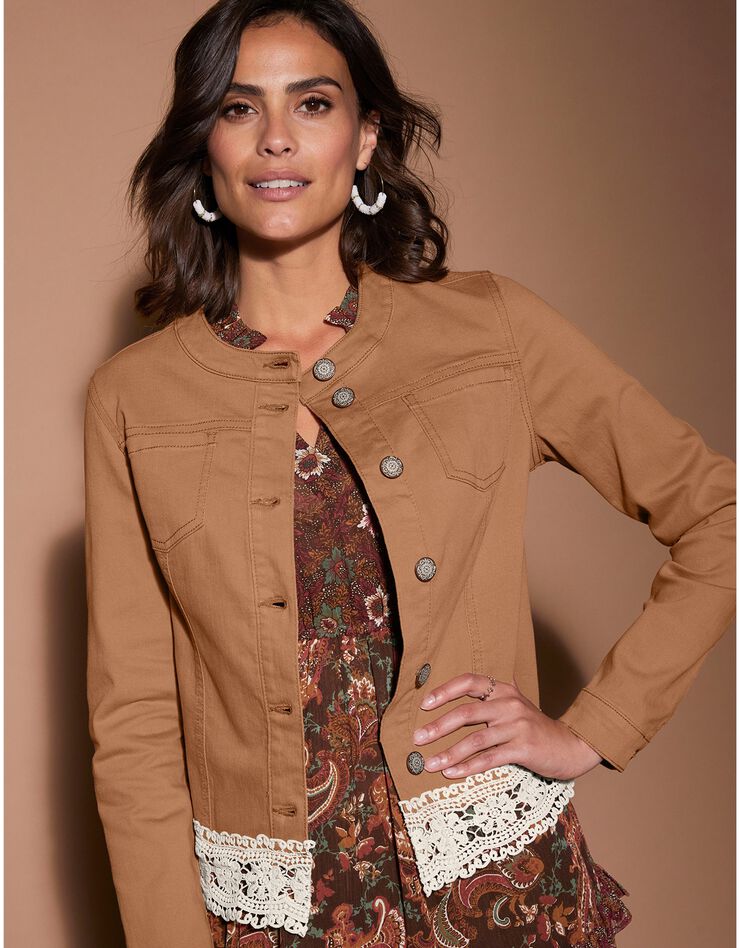 Veste col rond macramé (caramel) Veste col rond macramé (caramel)