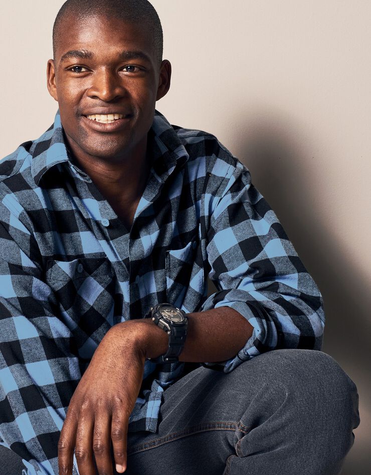 Chemise carreaux écossais flanelle (bleu / noir)