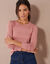 T-shirt uni col rond stretch (rose blush)
