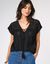 Blouse macramé, crépon coton (noir)
