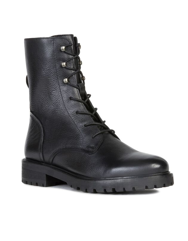 Boots noir semelle crantée dessus cuir (noir)