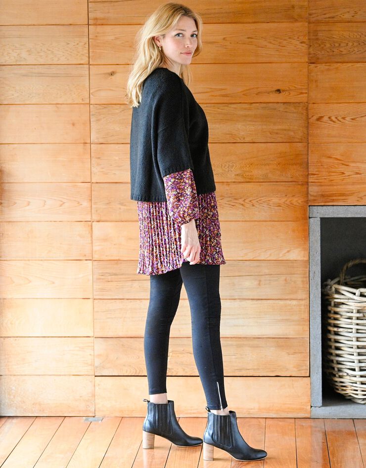 Pull boite manches courtes, toucher mohair (noir) Pull boite manches courtes, toucher mohair (noir)