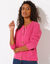 Gilet paletot maille fantaisie, boutons effet corne (rose indien)