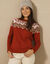 Pull col rond jacquard, toucher cachemire (orange / écru)