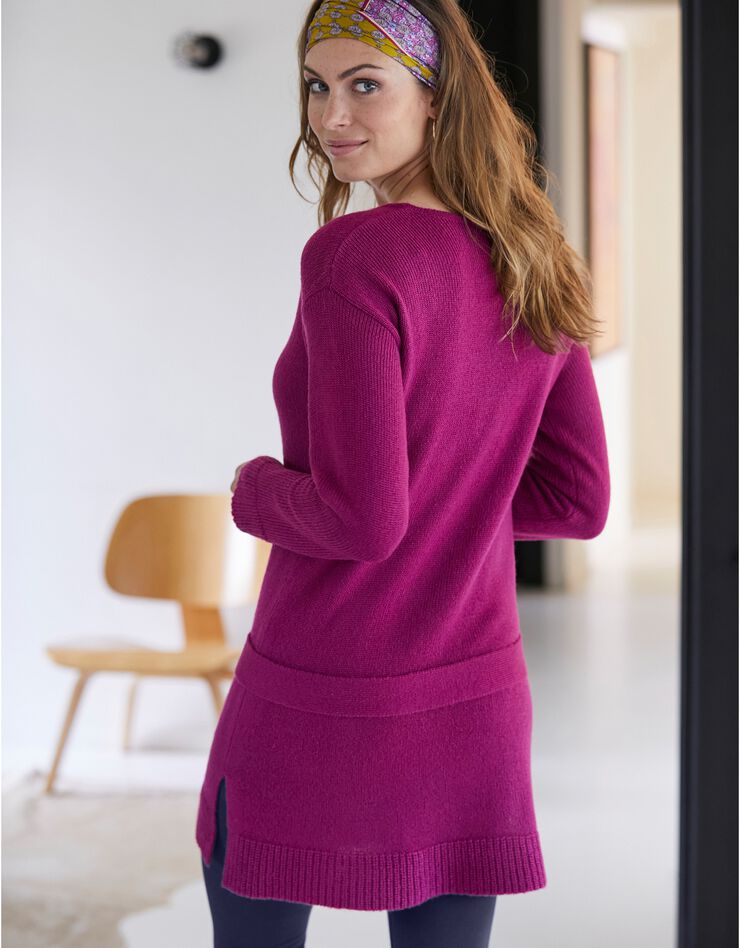 Pull tunique uni à ceinture amovible - toucher mohair (violine) Pull tunique uni à ceinture amovible - toucher mohair (violine)