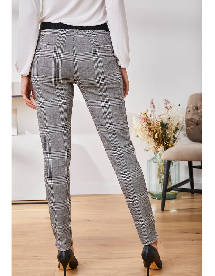 Pantalon en maille imprimé carreaux (noir / gris)