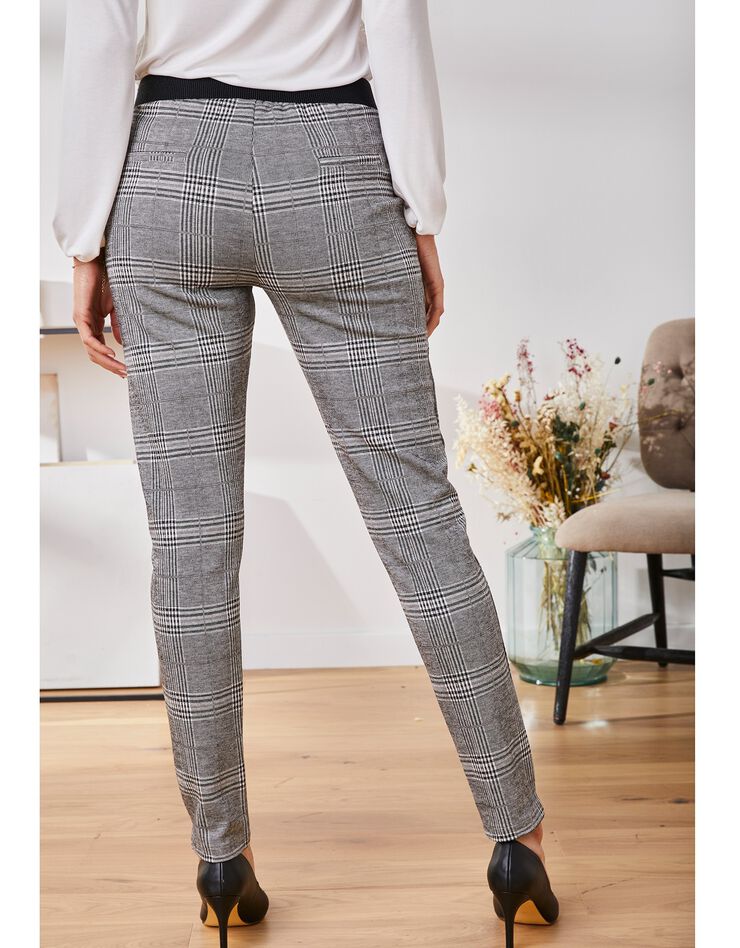 Pantalon en maille imprimé carreaux (noir / gris) Pantalon en maille imprimé carreaux (noir / gris)