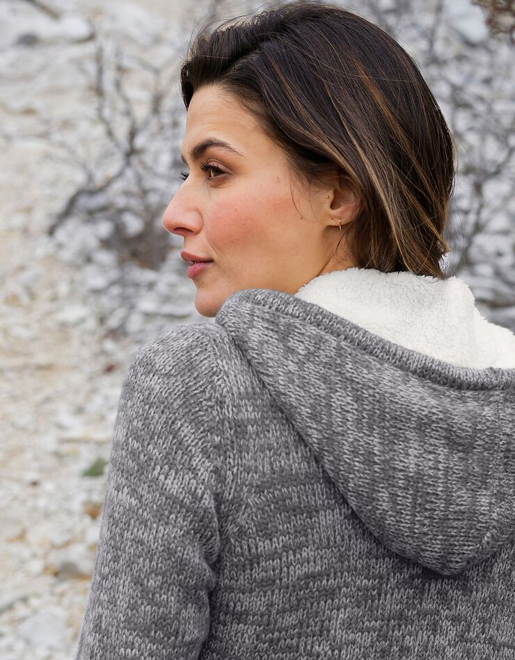 Gilet zippé fourré maille moulinée (gris chiné) Gilet zippé fourré maille moulinée (gris chiné)